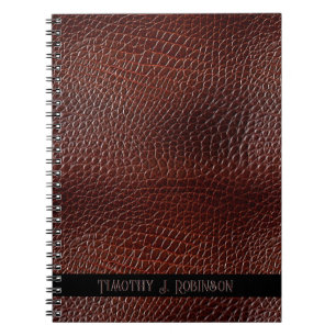 Personalized Faux Leather Brown Embossed Notebook