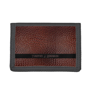 Personalized Faux Leather Brown Embossed Tri-fold Wallet