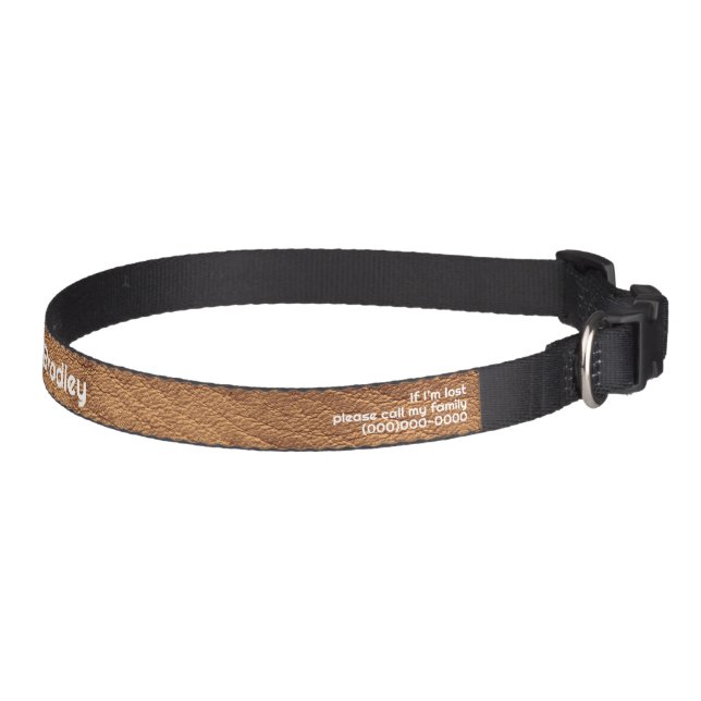 Personalized Faux Leather Brown Pet Collar (Right)