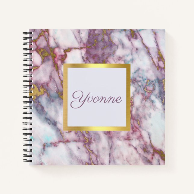 Personalized Faux Marble Sketchbook Notebook (Front)