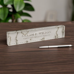 Personalized Faux Marble VIP Acrylic Block Desk Name Plate