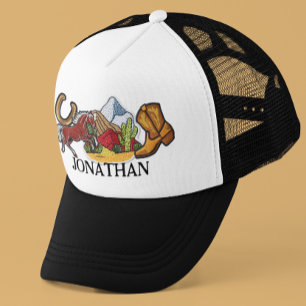 Personalized Faux Patches Cowboy Gift Trucker Hat