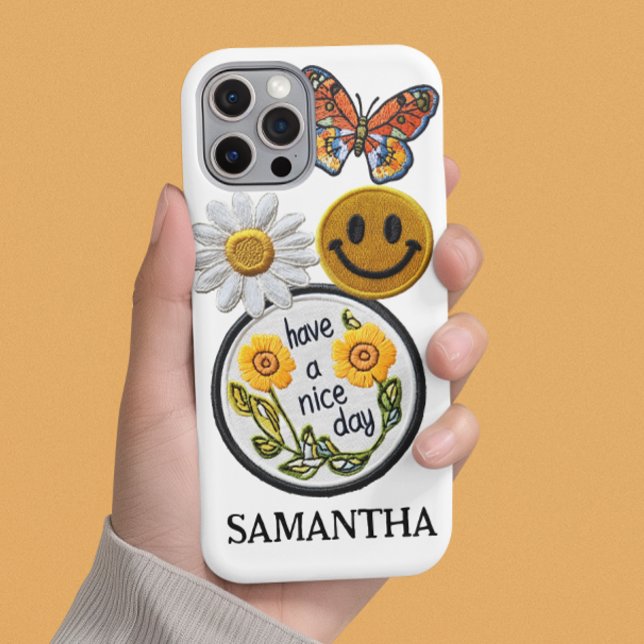 Personalized Faux Patches Trendy Layered Gift  Case-Mate iPhone Case (Creator Uploaded)