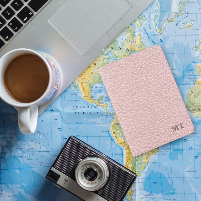 Personalized Faux Pink Leather Monogrammed Initial Passport Holder (Personalized Faux Pink Leather Monogrammed Initial Passport Holder)
