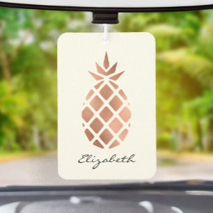 Personalized faux rose gold foil pineapple air freshener