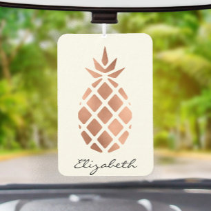 Personalized faux rose gold foil pineapple air freshener