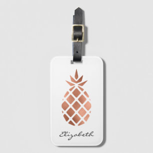 Personalized faux rose gold foil pineapple luggage tag