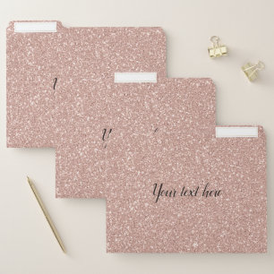 Personalized Faux Rose Gold Glitter File Folder