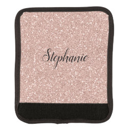 Personalized Faux Rose Gold Glitter Luggage Handle Wrap