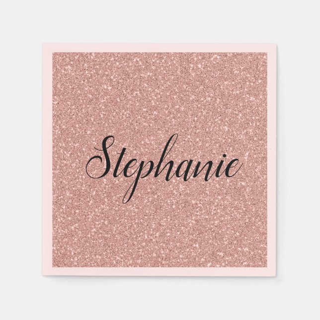 Personalized Faux Rose Gold Glitter Napkins (Front)