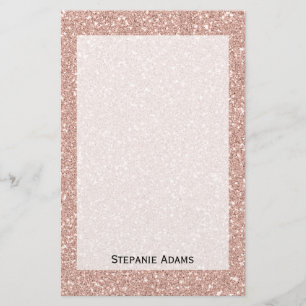 Personalized Faux Rose Gold Glitter Stationery