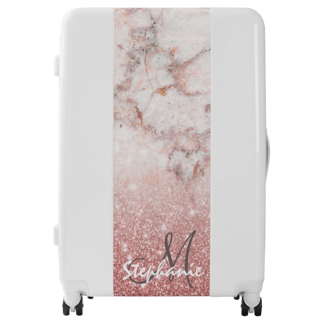 white marble luggage