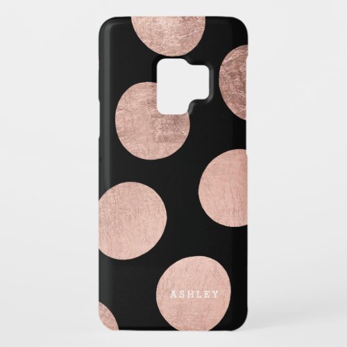 Personalized faux rose gold hand drawn polka dots Case_Mate samsung galaxy s9 case