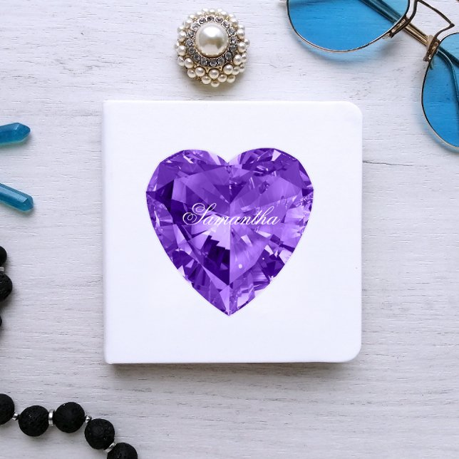 Personalized Faux Shiny Amethyst Purple Gemstone Sticker (Personalized Purple Gemstone Sticker)