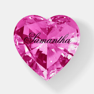 Personalized Faux Shiny Pink Glam Gemstone Paperweight