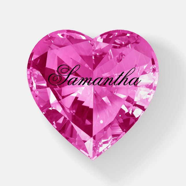Personalized Faux Shiny Pink Glam Gemstone Paperweight (Front)