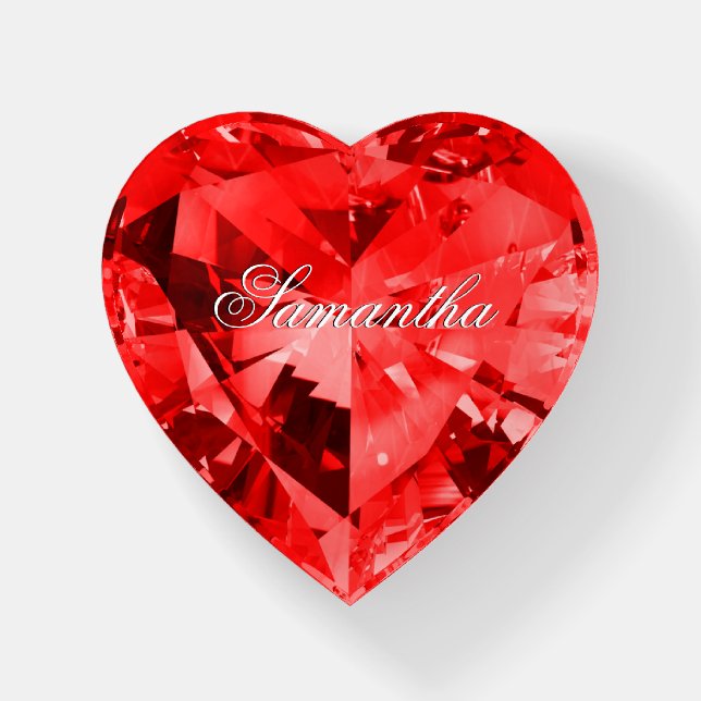 Personalized Faux Shiny Red Gemstone Paperweight (Front)