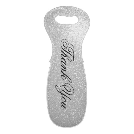 Personalized faux silver glitter wine tote bag Zazzle