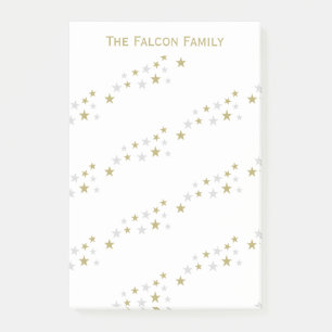 Personalized Faux Silver Gold Stars Pattern Post-it Notes