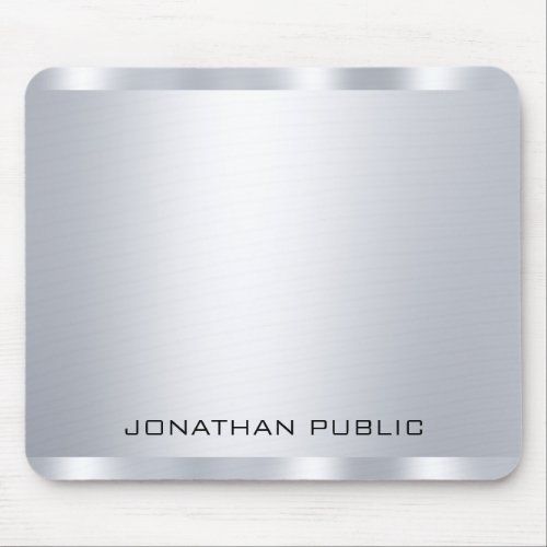 Personalized Faux Silver Metallic Look Template Mouse Pad