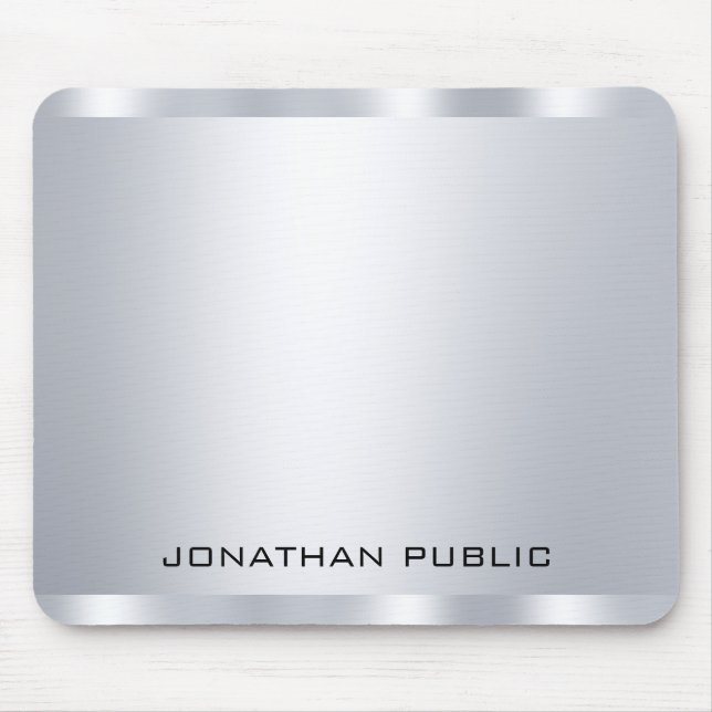 Personalized Faux Silver Metallic Look Template Mouse Pad (Front)