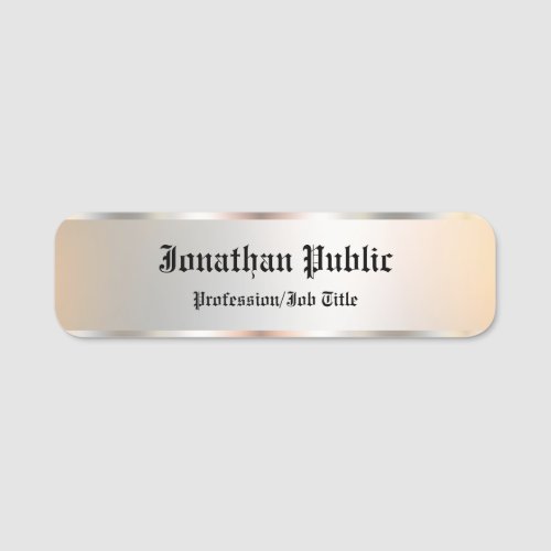 Personalized Faux Silver Template Calligraphy Text Name Tag