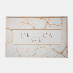 Personalized Faux White Marble Doormat