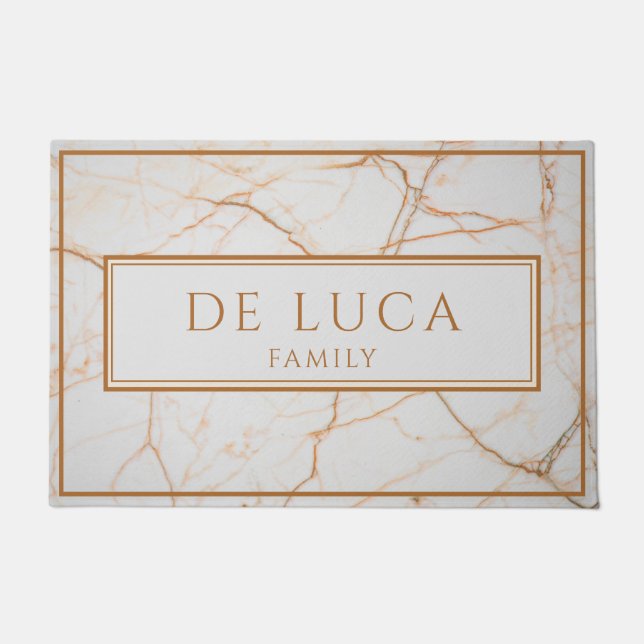 Personalized Faux White Marble Doormat (Front)