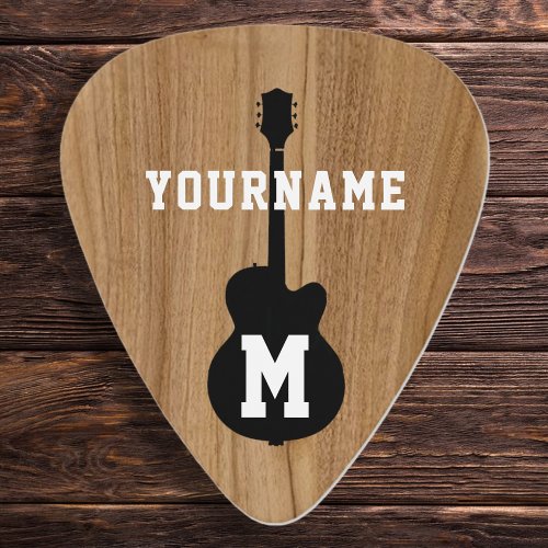 Personalized Faux Wood Groverallman Guitar Pick