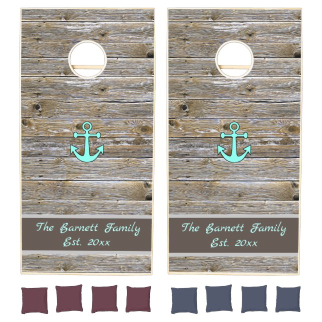 Personalized Faux Wood Panels with Family Name Cornhole Set (Set)