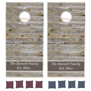 Personalized Faux Wood Panels with Family Name Cornhole Set