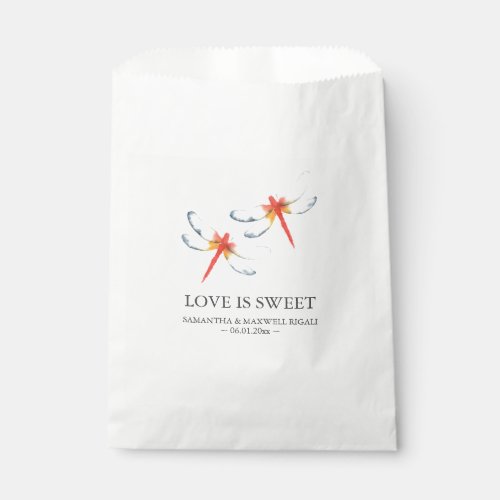 Personalized Favor Bags Red Dragonfly