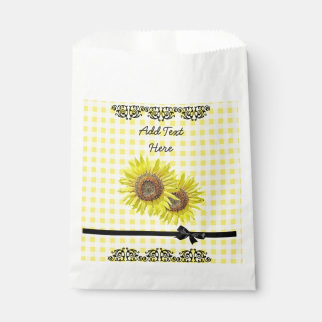 Personalized Favor Bags Sunflower Themed Party (Front)