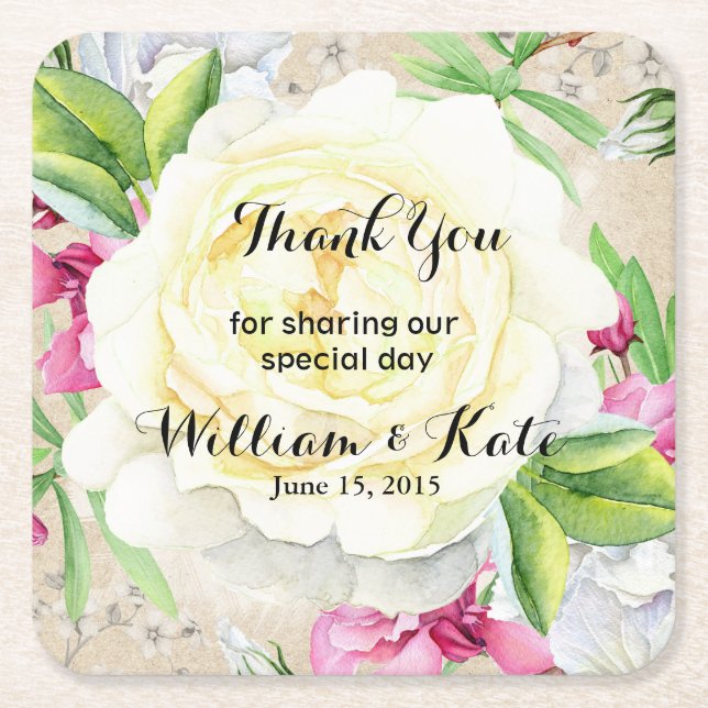 personalized Favor wedding coaster Thank you (Front)