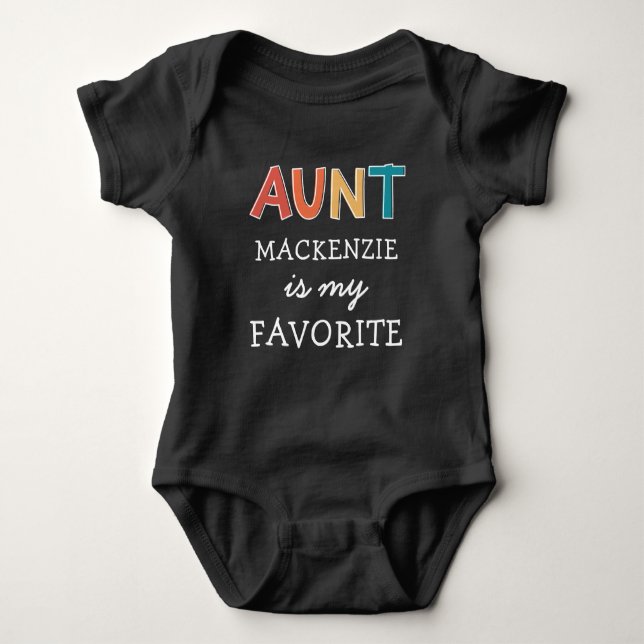 Personalized Favorite Aunt Cute I Love My Aunt Baby Bodysuit (Front)