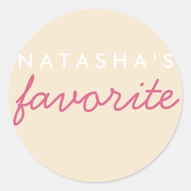 Personalized Favorite Blush Champagne Classic Round Sticker (Front)