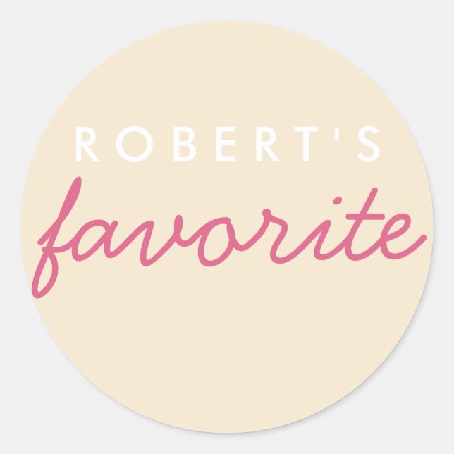 Personalized Favorite Blush Champagne Classic Round Sticker (Front)