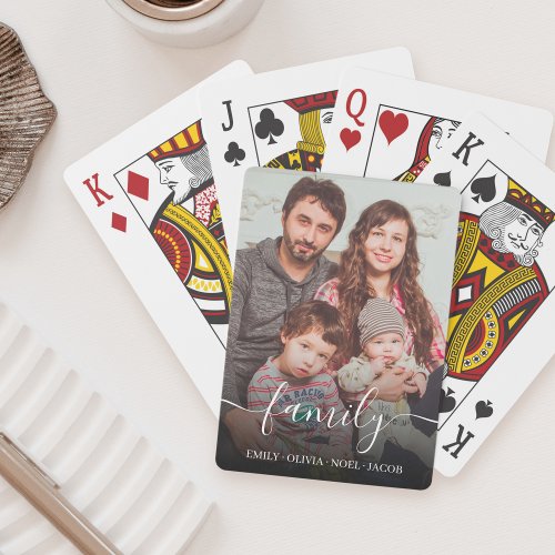 Personalized Favorite Family Photos Modern Script Poker Cards