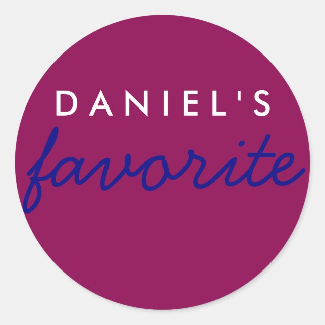 Personalized Favorite Maroon Magenta Navy Blue Classic Round Sticker (Front)