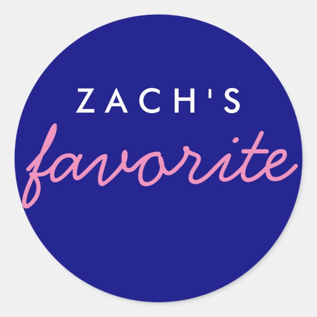 Personalized Favorite Navy and Pink Classic Round Sticker (Front)