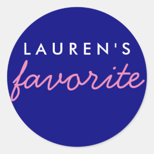 Personalized Favorite Navy and Pink Classic Round Sticker