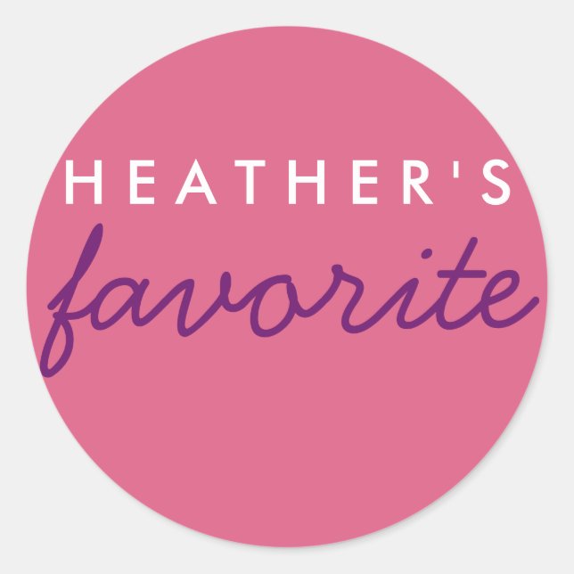 Personalized Favorite Pink and Purple Classic Round Sticker (Front)