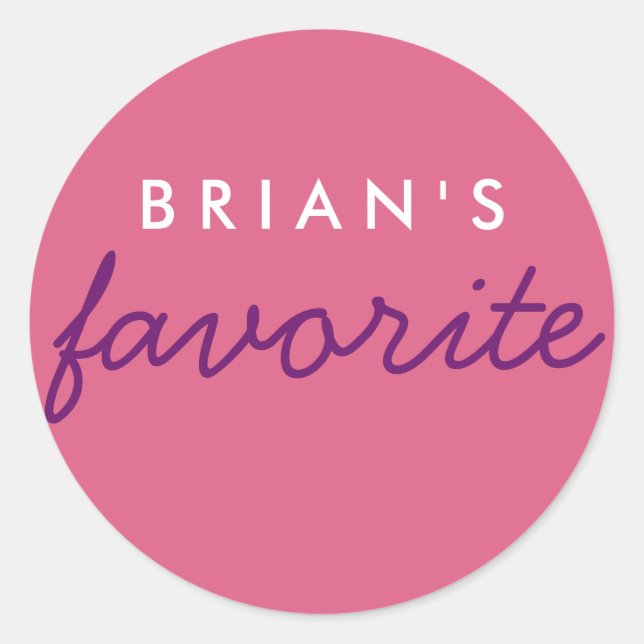 Personalized Favorite Pink and Purple Classic Round Sticker (Front)