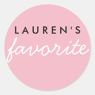 Personalized Favorite Pink and White Classic Round Sticker
