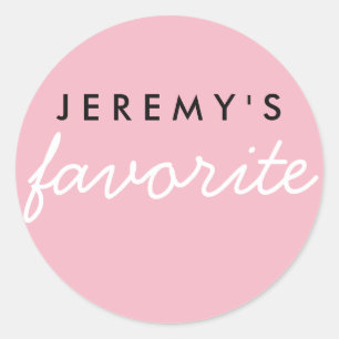 Personalized Favorite Pink and White Classic Round Sticker