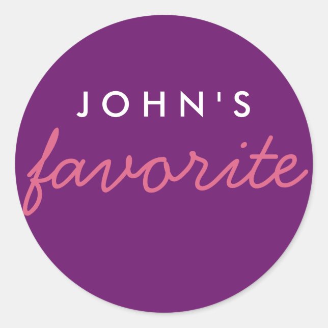 Personalized Favorite Pink Purple Classic Round Sticker (Front)