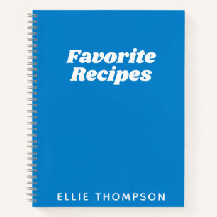 Personalized Favorite Recipes Typography in Blue Notebook