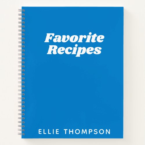 Personalized Favorite Recipes Typography in Blue Notebook