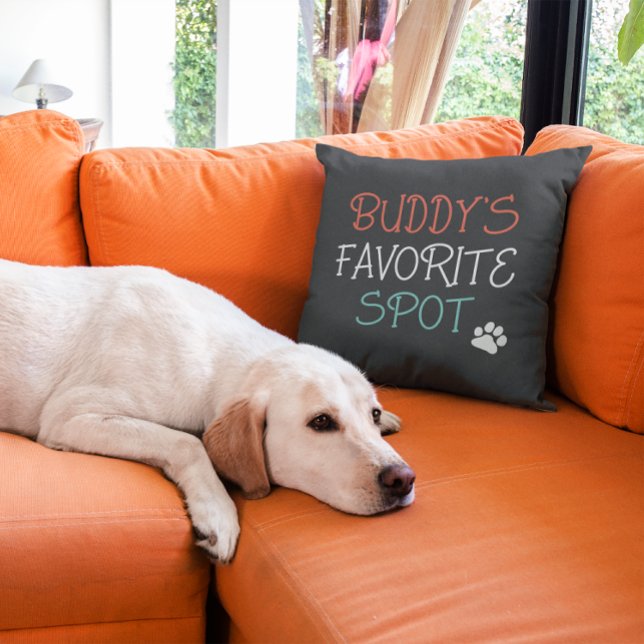 Personalized Favorite Spot for Pets Dog Lover Throw Pillow (Creator Uploaded)