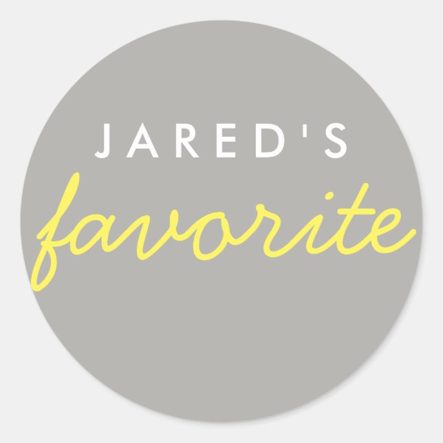 Personalized Favorite Yellow Purple Gray Grey Classic Round Sticker (Front)